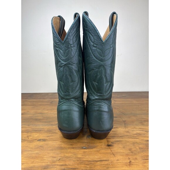 Rare Vintage Nocona Emerald Green Leather Cowboy Boots 9.5D Western Pull On USA main image 13